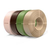 SUNLU 3D Printer Filament PETG Filament Refill 1.75mm,Suitable for SUNLU Third-Generation Reusable spools,1kg per Spool,Pack of 4,4 Colors,Beige+Coffee Brown+Olive Green+Oak