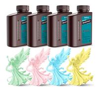 SUNLU 3D Printer Resin Bundle Multicolor, Rapid Curing Standard 3D Printing Photopolymer Resin, 2kg in Total, 0.5kg per Bottle, 4 Pack, Mint Green+Sky Blue+Sakura Pink+Lemon Yellow