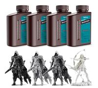 SUNLU 3D Printer Resin Bundle Multicolor, Rapid Curing Standard 3D Printing Photopolymer Resin, 2kg in Total, 0.5kg per Bottle, 4 Pack, Black+Light Grey+Dark Grey+White