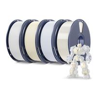 SUNLU 4KG 3D Printer Filament PLA Plus 1.75mm, 1 kg Spool, 4 Packs, White+Bone White+Ceramic+Transparent
