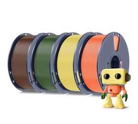 SUNLU 4KG Macaron PLA Meta Filament Bundle, PLA 3D Printer Filament 1.75mm ±0.02mm, Tougher Neatly Wound 3D Filament, 4kg Total, 1kg per Spool, Sunny Orange+Lemon Yellow+Olive Green+Chocolate