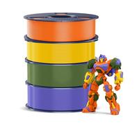 SUNLU 4KG PETG Filament 1.75 mm, 3D Printer Filament Bundle, Improved Toughness, High Impact Resistance, 1KG per Spool, 4 Rolls, Sunny Orange+Bright Yellow+Olive Green+Lavender Purple