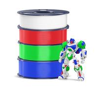 SUNLU 4KG PETG Filament 1.75 mm, 3D Printer Filament Bundle, Improved Toughness, High Impact Resistance, Compatible with Most FDM 3D Printers, 1KG per Spool, 4 Rolls, White+Green+Klein Blue+Red