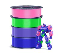 SUNLU 4KG PETG Filament Bundle, Improved Toughness, High Impact Resistance, 3D Printer Filament Compatible with Most FDM 3D Printers, 1KG per Spool, 4 Rolls, Pink+Lavender Purple+Klein Blue+Green