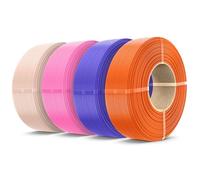 SUNLU 4KG PLA+2.0 3D Printer Filament Refill, Stronger PLA+ Filament Bundle, No-Spool 3D Filaments Refill 1.75mm Compatible with Bambu Lab 3D Printer, 1KG/Roll, Sunny Orange+Lavender Purple+Pink+Beige