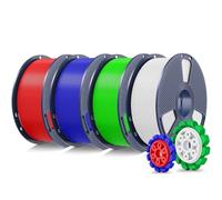 SUNLU 4KG PLA+2.0 Filament Bundle, Upgrade PLA+ 3D Printer Filament 1.75mm, Tougher and Stronger, 1KG per Spool, 4KG in Total, White+Green+Klein Blue+Red