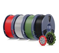 SUNLU 4KG PL 2.0 Filament Bundle, Upgrade PL 3D Printer Filament 1.75mm | Tougher and Stronger, 1KG per Spool, 4KG in Total, Black+Olive Green+Silver+Red