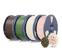 SUNLU 4KG PL 2.0 Filament Bundle, Upgrade PL 3D Printer Filament 1.75mm, Tougher and Stronger, 1KG per Spool, 4KG in Total, Bone White+Skin+Coffee Brown+Olive Green
