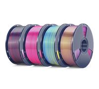 SUNLU 4KG PLA+ Silk Filament Bundle, Four-Color Shiny PLA Plus 3D Drucker Filament, 360° Spin Unveils Varied Colors, 4 Packs, 1KG per Spool, Silk Quadruple