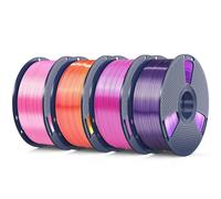 SUNLU 4KG Silk Dual Color PLA+ Filament, Shiny Silk Texture, 360° Spin Unveils Varied Colors, 1KG Spool, 4 Packs, Silk PLA Plus Dual Color