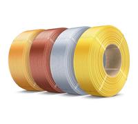 SUNLU 4KG Silk PLA Filament Refill Bundle, No-Spool 3D Printer Silk Filament 1.75mm for Reusable Spools Compatible with Bambu Lab 3D Printers, 1KG/Roll 4 Packs, Light Gold+Silver+Red Copper+Brass