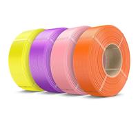 SUNLU 4KG Silk PLA Filament Refill Bundle, No-Spool 3D Printer Silk Filament 1.75mm for Reusable Spools Compatible with Bambu Lab 3D Printers, 1KG/Roll 4 Packs, Orange+Pink+Purple+Yellow