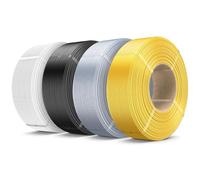 SUNLU 4KG Silk PLA Filament Refill Bundle, No-Spool 3D Printer Silk Filament 1.75mm for Reusable Spools Compatible with Bambu Lab 3D Printers, 1KG/Roll 4 Packs, Light Gold+Silver+Black+White