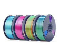 SUNLU 4KG Silk Triple Color PLA+ Filament, Shiny Silk Texture, 360° Spin Unveils Varied Colors, 1KG Spool, 4 Packs, Silk PLA Plus Triple Color