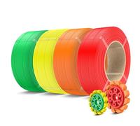 SUNLU 500g PLA+2.0 3D Printer Filament Refill, High Toughness PLA+ Filament Bundle, No-Spool 3D Filaments Refill 1.75mm Compatible with Bambu Lab 3D Printers, 4 Packs, Red+Sunny Orange+Yellow+Green