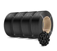 SUNLU 500g PLA+2.0 3D Printer Filament Refill, High Toughness PLA+ Filament Bundle, No-Spool 3D Filaments Refill 1.75mm for Reusable Spools Compatible with Bambu Lab 3D Printers, 0.5KG/Roll, Black*4