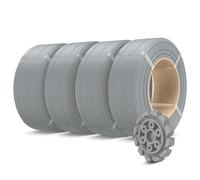 SUNLU 500g PLA+2.0 3D Printer Filament Refill, High Toughness PLA+ Filament Bundle, No-Spool 3D Filaments Refill 1.75mm for Reusable Spools Compatible with Bambu Lab 3D Printers, 0.5KG/Roll, Grey*4