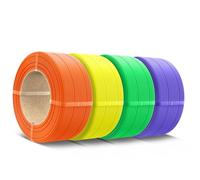 SUNLU 500g PLA Refill Filament 1.75mm, Refill PLA 3D Printer Filament Suitable for Bambu Lab Filament and SUNLU Reusable spools, 0.5kg per Spool, 4 Pcs, Sunny Orange+Yellow+Green+Lavender Purple