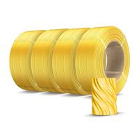 SUNLU 500g Silk PLA Filament Refill, Silk PLA Plus Refill 4 Packs, No-Spool 3D Printer Silk Filament 1.75mm 2KG for Reusable Spools, Compatible with Bambu Lab 3D Printers, 0.5KG/Roll Silk Light Gold