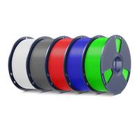 SUNLU 5KG PL Filament Bundle, Enhanced Durability and High Strength | PLA Plus 3D Printer Filament for 3D FDM Printers, 1KG per Spool, 5 Rolls, White+Gray+Red+Klein Blue+Green