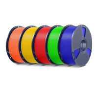SUNLU 5KG PLA+ Filament Bundle, Enhanced Durability and High Strength, PLA Plus 3D Printer Filament for 3D FDM Printers, 1KG per Spool, 5 Rolls, Klein Blue+Red+Green+Vivid Yellow+Sunny Orange