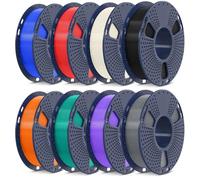 SUNLU 8 Packs ASA Filament 1.75mm Bundle Multicolor, UV/Rain/Heat Resistant 3D Printer Filament for Outdoor, 2kg in Total, 250G per Spool, 8 Colors, Black+Natural+Grey+Red+Blue+Green+Orange+Purple