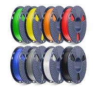 SUNLU ABS Filament 1.75mm 3D Printer Filament Bundle Multicolor, Individually Vacuum Packed, 2kg in Total, 0.25kg per Spool, 8 Pack, 8 Colors, Black+White+Grey+Red+Blue+Green+Yellow+Orange