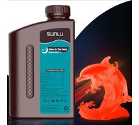 SUNLU Glow in The Dark 3D Printer Resin 1kg, Luminous Photopolymer Resin for Decorative Prints, 395-405nm UV Curing, Low Shrinkage & High Precision, 1000g Glowing Red