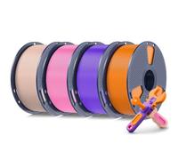 SUNLU PETG 4KG Filament 1.75mm Bundle, Strong PETG 3D Printer Filament 1.75mm, Fit for Most FDM 3D Printers, Individually Vacuum Packed, 4 Packs of 1KG Spools, 4KG in Total, Orange+Purple+Pink+Beige