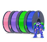 SUNLU PETG Filament 1.75mm 4KG Bundle, Less Stringing and Good Layer Adhesion, Individually Vacuum Packed, 3D Printer Filament 4kg, 1kg per Spool, Pack of 4, 4 Colors, Pink+Purple+Blue+Green