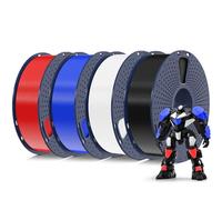 SUNLU PETG Filament 1.75mm 4KG Bundle, Less Stringing and Good Layer Adhesion, Individually Vacuum Packed, 3D Printer Filament 4kg, 1kg per Spool, Pack of 4, 4 Colors, Black+White+Blue+Red