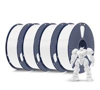 SUNLU PETG Filament 1.75mm 4KG Bundle, Less Stringing and Good Layer Adhesion, Individually Vacuum Packed, 3D Printer Filament 4kg, 1kg per Spool, 4 Colors, Pack of 4 White PLA.