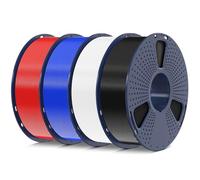 SUNLU PETG Filament 1.75mm 4KG Bundle, Strong PETG 3D Printer Filament 1.75mm, Fit for Most FDM 3D Printers, Individually Vacuum Packed, 4 Packs of 1KG Spools, 4KG in Total, Black+White+Blue+Red