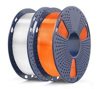 SUNLU PLA 0.5KG Transparent Filament Bundle, 3D Printer Filament 1.75mm, Dimensional Accuracy ±0.02mm, 500G PLA Compatible with Most FDM Printer, 2 Pack, 2 Pcs.(Transparent+Clear Orange)