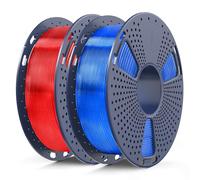 SUNLU PLA 0.5KG Transparent Filament Bundle, 3D Printer Filament 1.75mm, Dimensional Accuracy ±0.02mm, 500G PLA Compatible with Most FDM Printer, 2 Pack, 2 Pcs.(Clear Red+Clear Blue)