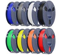SUNLU PLA 3D Printer Filament 1.75mm, 8 Rolls Multicolor, Individually Vacuum-Sealed，250g per Spool (2kg Total)，Black+White+Grey+Red+Klein Blue+Sunny Orange+Green+Yellow