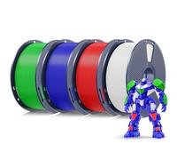 SUNLU PLA Filament Bundle, Neatly Wound 3D Printer Filament 1.75mm +/-0.02mm, Fits Most FDM 3D Printers, 1KG 3D Filament, 4KG Total, 4 Pcs.（White+Red+Klein Blue+Green）