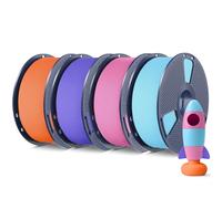 SUNLU PLA Matte 3D Printer Filament 4KG, PLA Filament Bundle 1.75mm, Neatly Wound Filament PLA with Matte Finish, 1kg Spool (2.2lbs), 4 Packs, Sunshine Orange+Lavender Purple+Pink+Sea Salt Blue