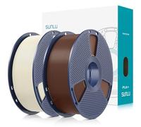 SUNLU PLA Plus 3D Printer Filament 2KG, PL 3D Filament 1.75mm for FDM 3D Printer, Neatly Wound, Strong and Toughness, Dimensional Accuracy +/- 0.02 mm, 1KG/Spool, 2-Pack (Bone White+Coffee Brown)