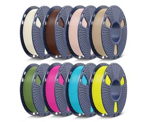 SUNLU PLA Plus Filament Bundle, Mini Spool PL Filament 1.75mm, 0.25kg Each Spool, Total 2kg, 8 Packs Individually Packed, Bone White+Beige+Oak+Coffee Brown+Olive Green+Magent Cyan+Yellow