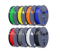 SUNLU Rapid PLA Plus 2.0 Filament Bundle, Upgraded 3D Printer PLA+ High Speed Filament, 8 Mini Spools, 250g/Spool, 8 Packs, Black+White+Grey+Red+Blue+Green+Yellow+Orange