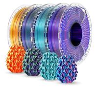 SUNLU Silk PLA+ Filament 1.75mm 250gx4, Silky Glossy PLA Plus 3D Printer Filament Bundle, Red Gold+Blue Green+Red Blue+Green Purple