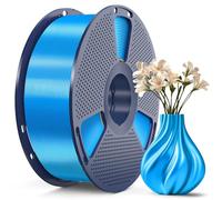 SUNLU Silk PLA+ Filament, Shiny Metallic Silk 3D Filament 1.75mm, High Strength PLA Plus 3D Printer Filament, 1KG Spool, Blue