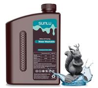 SUNLU Water Washable Resin 2KG,Fast Curing 3D Printer Resin for LCD DLP SLA Resin 3D Printers, 395 to 405nm UV Curing 3D Printing Liquid Photopolymer Resin, Low Shrinkage, High Precision, Dark Grey
