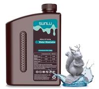 SUNLU Water Washable Resin 2KG,Fast Curing 3D Printer Resin for LCD DLP SLA Resin 3D Printers, 395 to 405nm UV Curing 3D Printing Liquid Photopolymer Resin, Low Shrinkage, High Precision, Grey