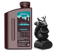 SUNLU Water Washable Resin 3D Printer Resin Black, Easy Post-Processing 405nm UV-Curing Standard Photopolymer Resin for LCD/DLP/SLA 3D Resin Printer, High Precision & Low Shrinkage, Black 1KG
