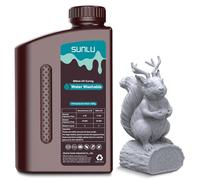SUNLU Water Washable Resin 3D Printer Resin Grey, Easy Post-Processing 405nm UV-Curing Standard Photopolymer Resin for LCD/DLP/SLA 3D Resin Printer, High Precision & Low Shrinkage, Grey 1KG
