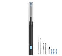 Sunluxy Ear Wax Removal Tool with 8MP Camera and 7 Kits, 6 LED Lights, Soft Silicone Tips, IPX5 Waterproof, Type-C Rechargeable, Compatible with iOS & Android - P6X, Black