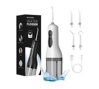 Sunluxy Portable Wireless Water Flosser - 140PSI High-pressure Pulsed Water Stream, 4 Modes, 260ml Detachable Tank, 50-Day Battery Life, Smart Memory Function, Equipped with 3 Types of Nozzles, Lightw