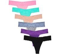 Sunm Boutique 6-Pack Women's Cotton Lace Thong Low Waist Lace Thongs Ice Silk Lace Underwear Comfortable Underwear Multicolor